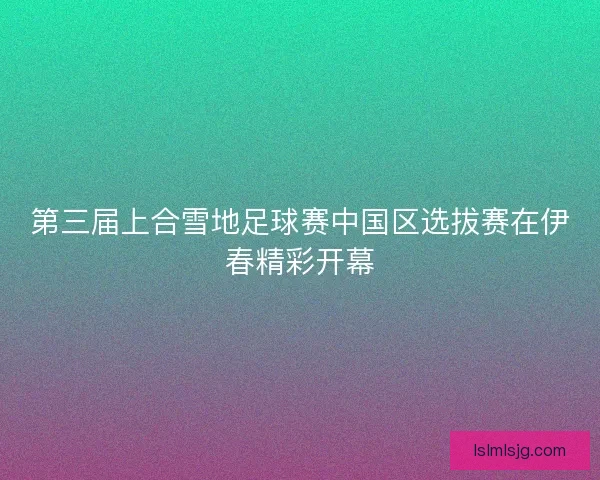 第三届上合雪地足球赛中国区选拔赛在伊春精彩开幕 第三届上合雪地足球赛中国区选拔赛在伊春精彩开幕